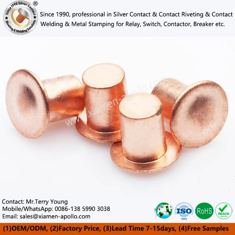 Electrical Copper Rivet Contacts Electrical Copper Rivet Contacts