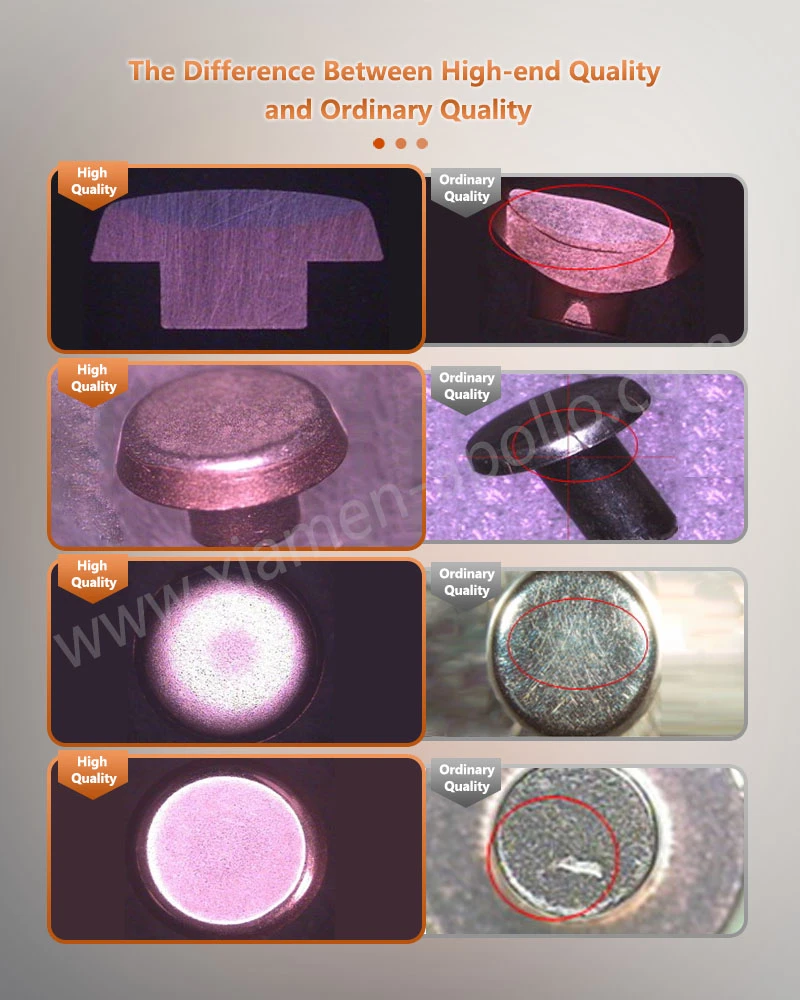 The Difference Between High-end Quality and Ordinary Quality Bimetal Silver Electrical Rivet The Difference Between High-end Quality and Ordinary Quality Bimetal Silver Electrical Rivet
