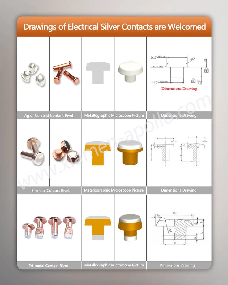 Drawings of Electrical Silver Contacts are Welcomed Drawings of Electrical Silver Contacts are Welcomed