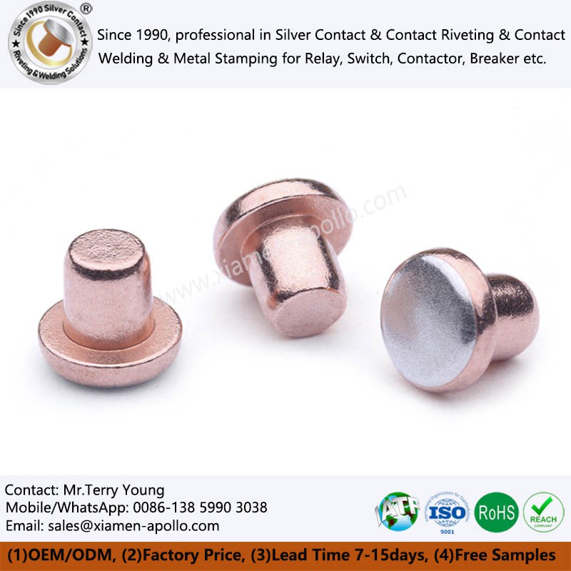 Silver Bimetal Contact Rivets for Electrical Contactor Silver Bimetal Contact Rivets for Electrical Contactor
