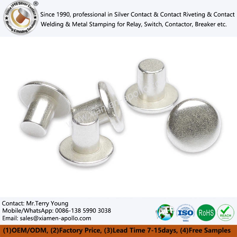 Electrical Silver Solid Contact Rivet for Relays Electrical Silver Solid Contact Rivet for Relays