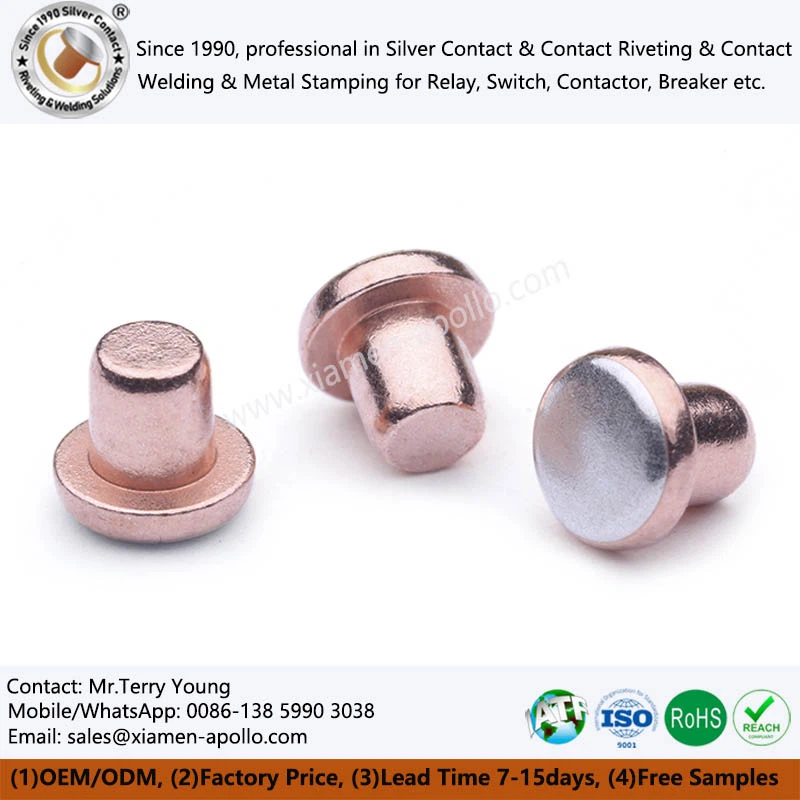 Silver Bimetal Contact Rivets For Electrical Contactor