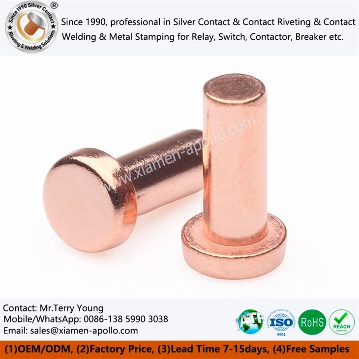 Solid Copper Contact Rivet Solid Copper Contact Rivet