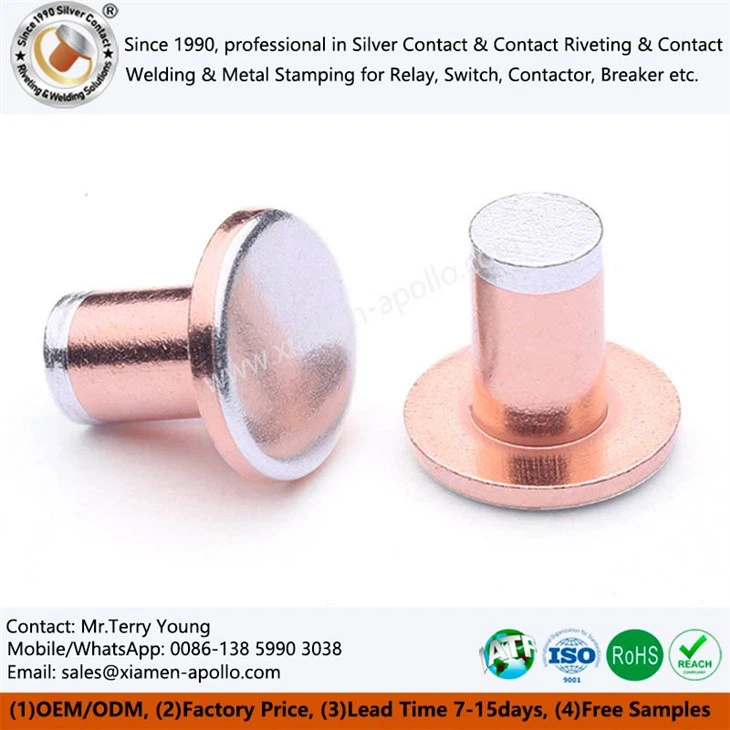 Tri-metal Electrical Contact Rivets